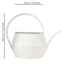 Artikel Decoratieve gieter witte vintage metalen gegroefde bloempot 25cm