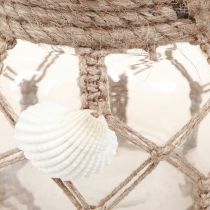 Artikel Decoratieve glazen macramé schelpen maritiem Ø11cm H12,5cm 2st