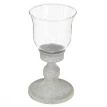 Artikel Decoratieve glazen beker metaal grijs vintage look Ø8cm H15,5cm