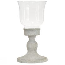 Artikel Decoratieve glazen beker in vintage metaalgrijs shabby chic stijl Ø8cm H15.5cm