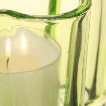 Artikel Decoratieve glazen theelichthouder bloemvorm groen Ø7,5cm H6cm 6 stuks