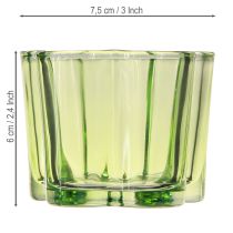 Artikel Decoratieve glazen theelichthouder bloemvorm groen Ø7,5cm H6cm 6 stuks