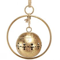 Artikel Decoratieve bel gouden bel hangende decoratie metaal naturel Ø14cm
