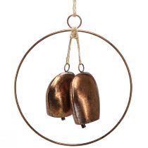 Artikel Decoratieve belletjes in ring hangende decoratie kerst brons Ø29cm