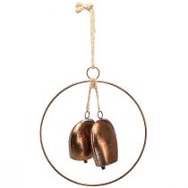 Artikel Traditionele kerstklokken in bronslook, hangende decoratie, deurbelring Ø29cm