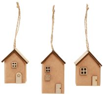 Artikel Decoratief huis 9 stuks kerstboomversiering roodbruin hout