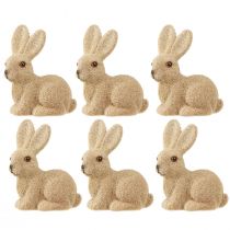 Artikel Decoratieve gevlokte zittende paashazen – 2e keus – Lente 10 cm 6 st.