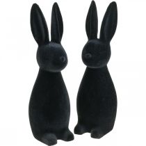 Decoratief Konijn Zwart – 2e Keuze – Decoratief Paashaas Gevlokt H29.5cm 2 st.