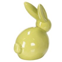 Artikel Decoratief konijn, geel, groen, bruin, modern keramisch beeldje voor Pasen, 8,5 cm, 3 stuks