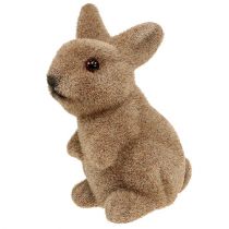 Artikel Decoratief konijn 9,5 cm gevlokt bruin 12st