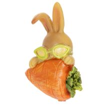 Artikel Set van 3 Paashazen Decoratiefiguren met Wortel – Polyresin – 6 cm