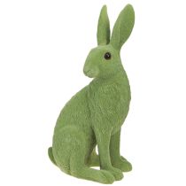 Artikel Decoratief konijntje zitfiguur Paashaas geflockt groen 12×9×25cm
