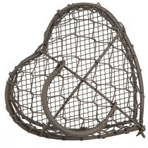 Artikel Decoratief hart van draad om te vullen, vintage grijs, 14 x 13,5 cm