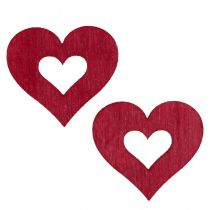 Decoratieve harten strooidecoratie houten harten rood Ø2cm 144st