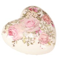 Artikel Decoratieve harten met roos keramiek in crème roze 8x8cm 3st