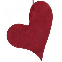 Decoratieve harten om op te hangen houten hart rood/wit 12cm 12st