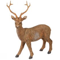Artikel Decoratief hert bruin in houtlook 19x8,5x22,5cm 2 stuks