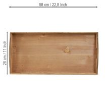 Artikel Decoratief houten dienblad langwerpig FSC in naturel 58cmx28cmx6cm