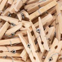 Artikel Decoratieve houten wasknijpers, 3 cm, naturel, 72 stuks