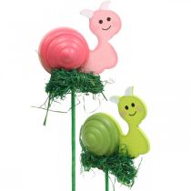 Artikel Decoratieve houten slak op stokje diverse kleuren 5cm 24 st.
