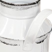 Artikel Decoratieve metalen kan met handvatten, wit en zwart, 13 cm hoog, 2 stuks