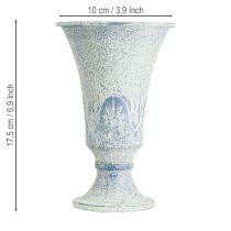 Artikel Decoratieve kelk antiek wit blauw metaal tafeldecoratie Ø11cm H17.5cm