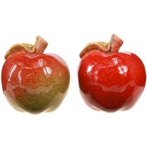 Artikel Decoratieve keramische appels tafeldecoratie herfst rood groen H7,5cm 4 stuks