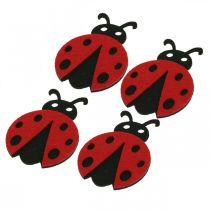 Decoratieve clips lieveheersbeestje, lente, gelukskever om te versieren, vilten decoratie 16st