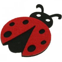Decoratieve clips lieveheersbeestje, lente, gelukskever om te versieren, vilten decoratie 16st