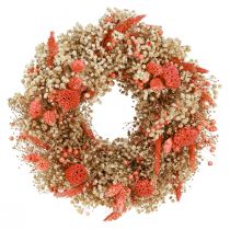 Artikel Decoratieve krans droogbloemen bloemenkrans oranje crème Ø25cm