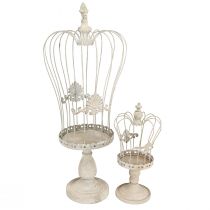 Artikel Decoratieve kroon op voet vintage metalen decoratie grijs 34/66cm set van 2 stuks
