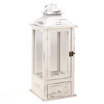 Artikel Decoratieve lantaarn vintage met lade wit 20×20cm H51cm