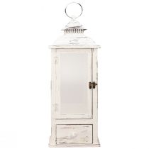 Artikel Decoratieve lantaarn vintage met lade wit 20×20cm H51cm