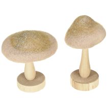 Artikel Decoratieve paddenstoel hout, vilt met glitter tafeldecoratie Advent H11cm 4st