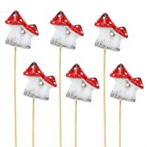 Artikel Decoratieve paddenstoelen bloemplug keramische paddenstoelen 6cm 6 st