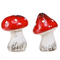 Artikel Decoratieve paddenstoelen-paddenstoelen van keramiek rood, wit H5cm 6 st