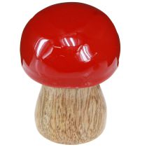 Artikel Decoratieve paddenstoelen rood gelakte houten paddenstoelen champignons H5cm Ø4cm 6 stuks
