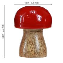 Artikel Decoratieve paddenstoelen rood gelakte houten paddenstoelen champignons H5cm Ø4cm 6 stuks