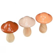 Artikel Decoratieve houten champignons bruin beige oranje Ø7,5cm H10cm 3 st