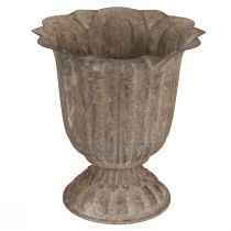 Artikel Decoratieve trofee antieklook plantenpot grijsbruin Ø15cm H16cm
