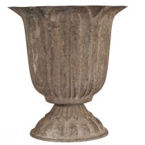 Artikel Vintage decoratieve plantenbak in de vorm van een kelk, antieklook, grijsbruin, Ø15cm, H16cm, voor rustieke tafeldecoratie en stijlvolle woonaccenten