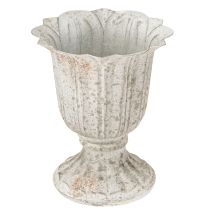 Artikel Decoratieve trofee metalen kelk vintage look grijs wit H14.5cm