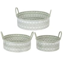 Artikel Decoratieve metalen schaal met handvatten, vintage plantenbak, set van 3