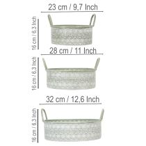 Artikel Decoratieve metalen schaal met handvatten, vintage plantenbak, set van 3
