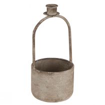 Artikel Decoratieve schaal met kandelaar antiek grijs roest Ø11cm H23,5cm