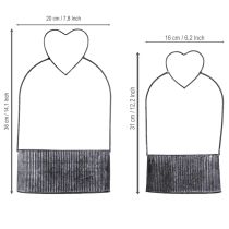 Artikel Decoratieve schaal ovaal metaal met hart zwart 20/16cm set van 2