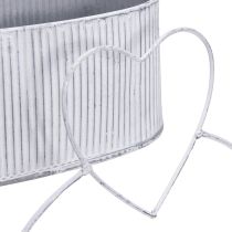 Artikel Decoratieve schaal ovaal metaal met hart wit 20/16cm set van 2