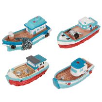 Artikel Decoratieve boot blauw rood maritieme tafeldecoratie 5 cm 8 stuks