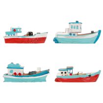 Artikel Decoratieve boot blauw rood maritieme tafeldecoratie 5 cm 8 stuks