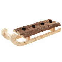 Artikel Decoratieve slee van schorshout met 4 kaarsenhouders 40×12,5 cm